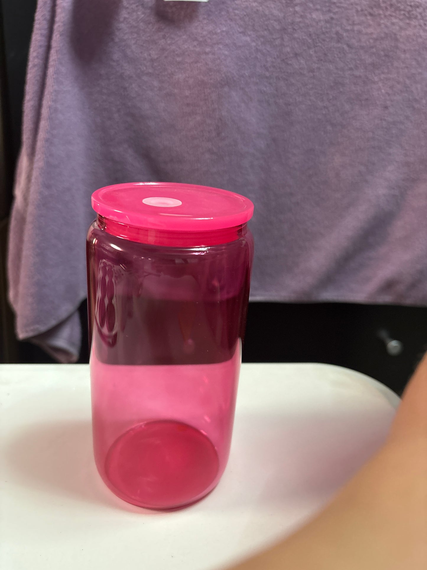 16 oz Colored Glass Cups with Lid and Straw