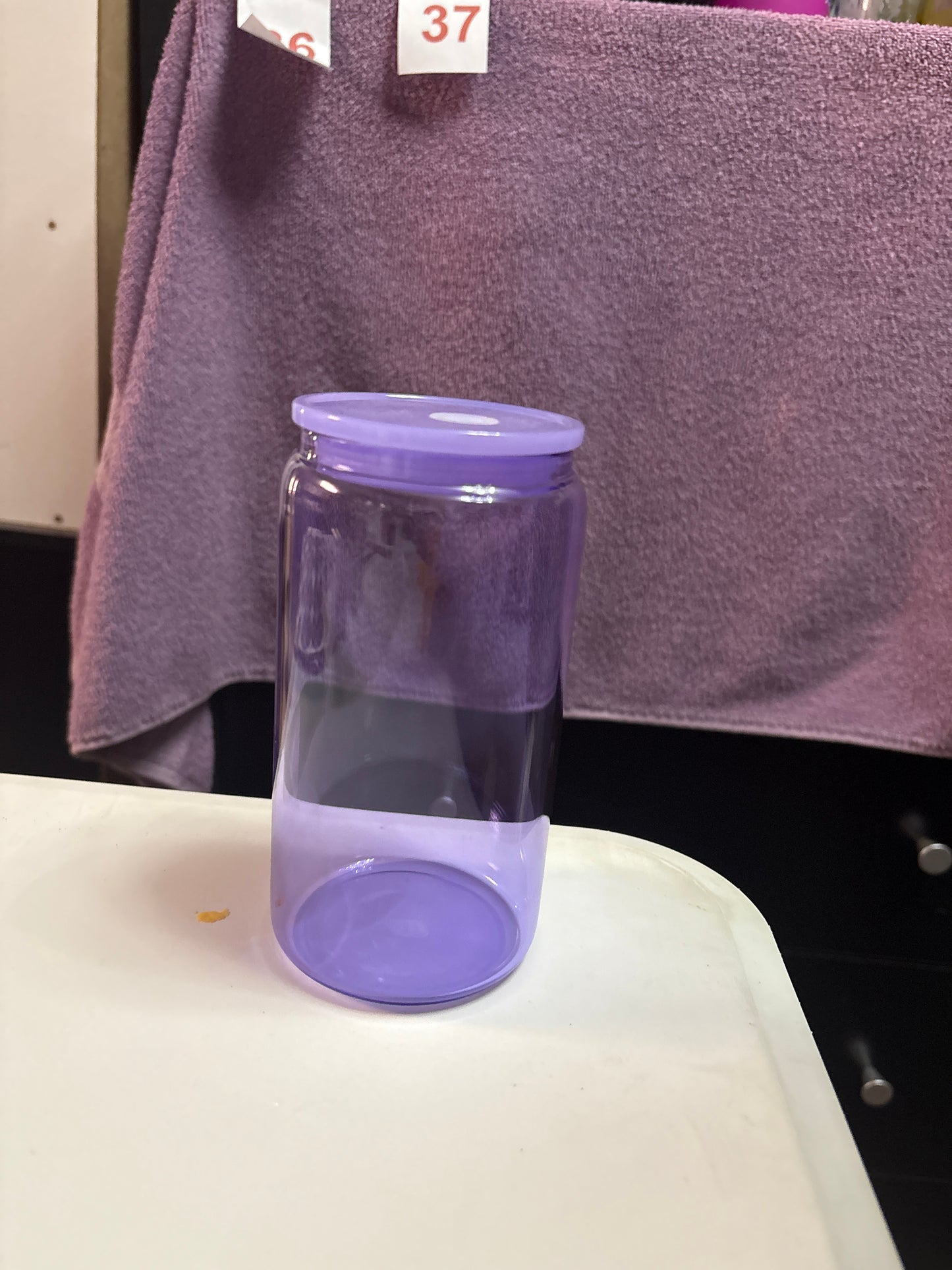 16 oz Colored Glass Cups with Lid and Straw